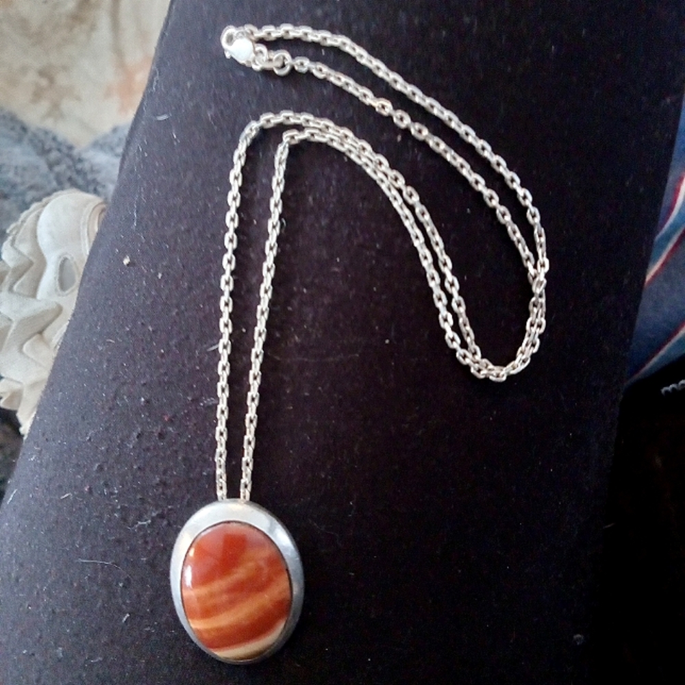 Picture Jasper Sterling silver (925) pendant necklace